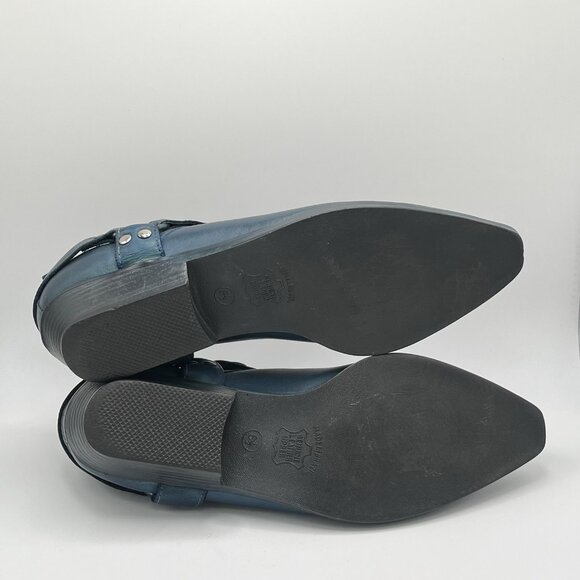 Vintage 90s Tribeca Leather Ankle Harness Teal Booties Womens 6.5 Biker Brazil - Picture 7 of 11